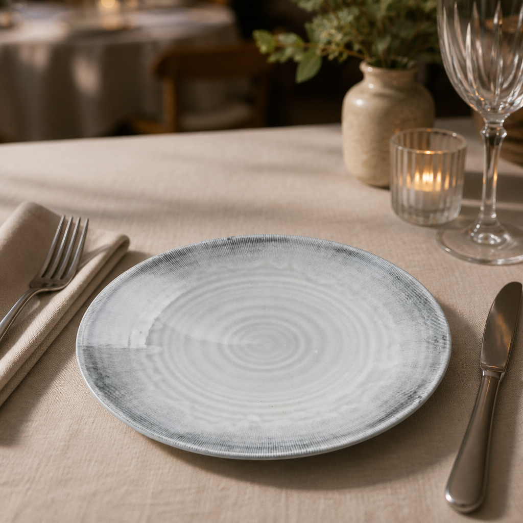 Commercial Organic Coupe Plates 164mm Grey - 12 Pack