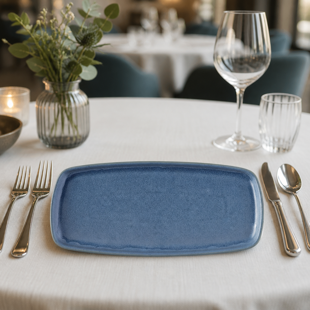 Emerge Oslo Blue Oblong Plates 287x146mm set of 6