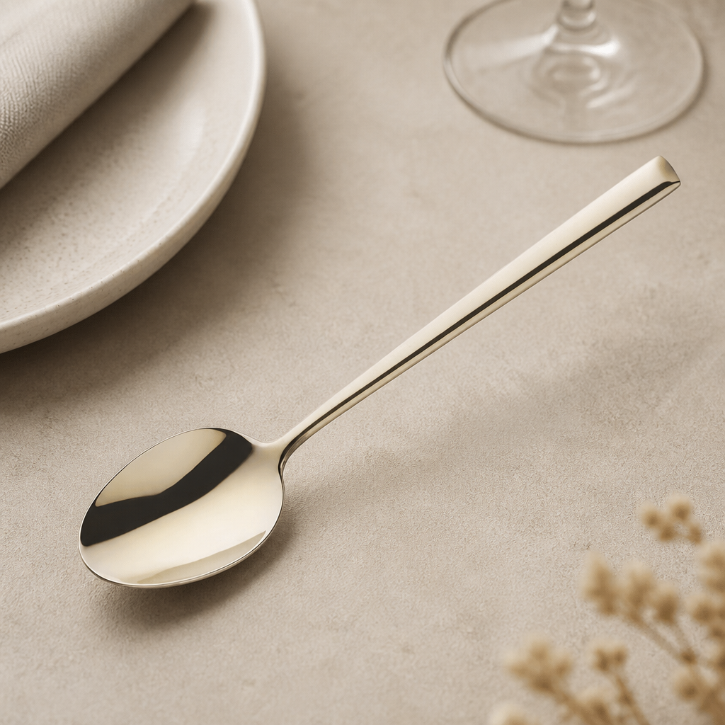 Champagne Dessert Spoons Set of 12 - Modern Stainless Steel