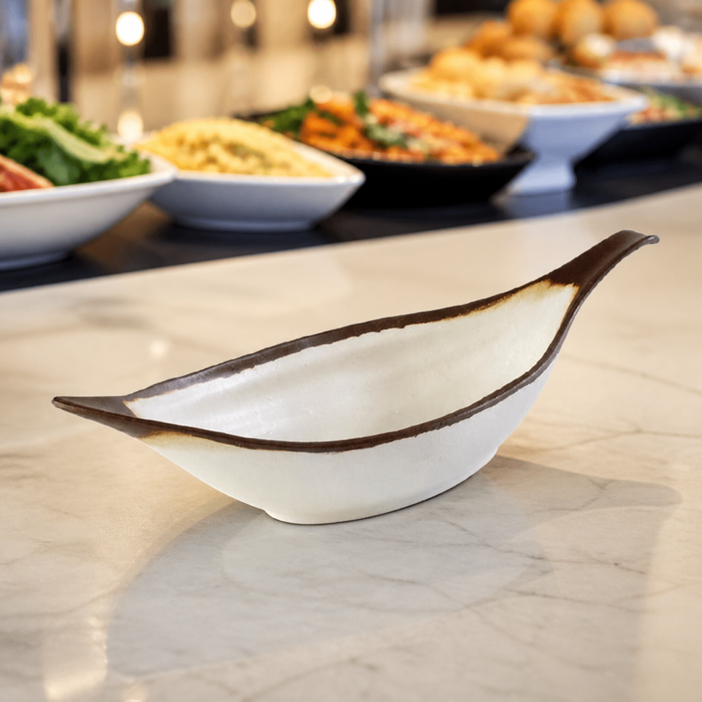 Commercial Leaf-Shaped Bowl 420mm Melamine Catering Dish