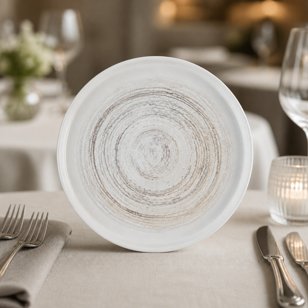 210mm Commercial Walled Plates - 6 Pack Super Vitrified Ceramic