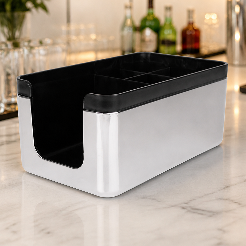 Commercial Bar Caddy with 7 Compartments for Napkin Storage