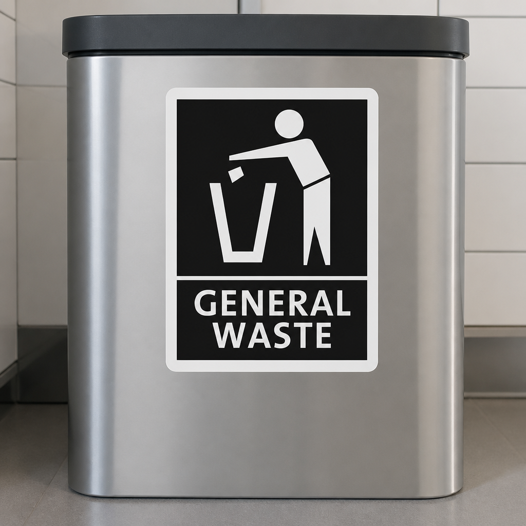 General Waste Label for Slim Bins 160mm Adhesive Paper