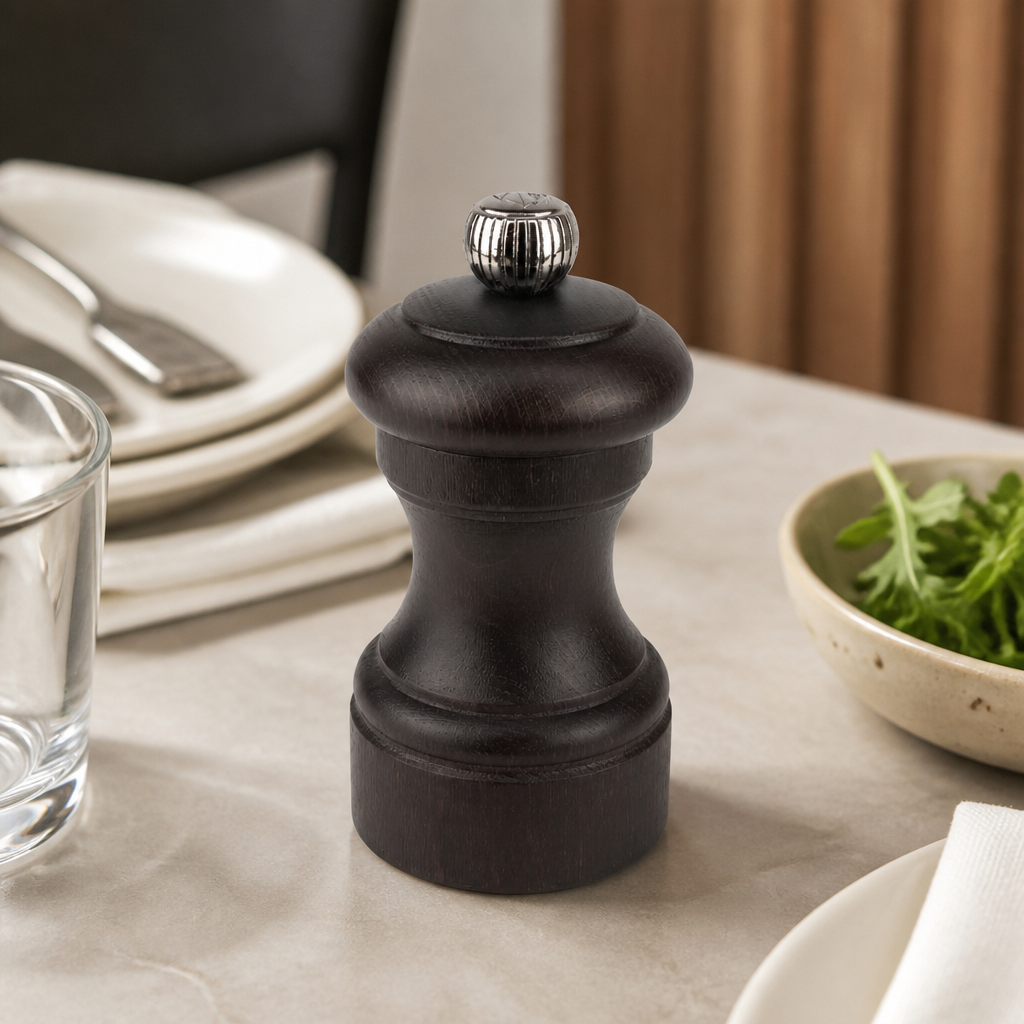 4 Inch Commercial Dark Brown Pepper Mill with Adjustable Grinder
