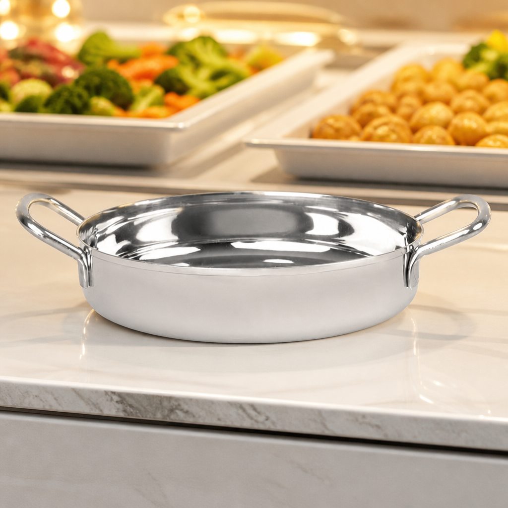 Commercial Stainless Steel Double Handle Serving Dish 150mm