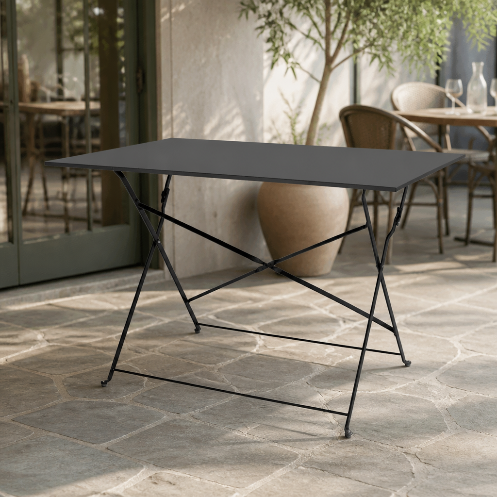 Commercial Folding Table Rectangular 1100x700mm Black Steel