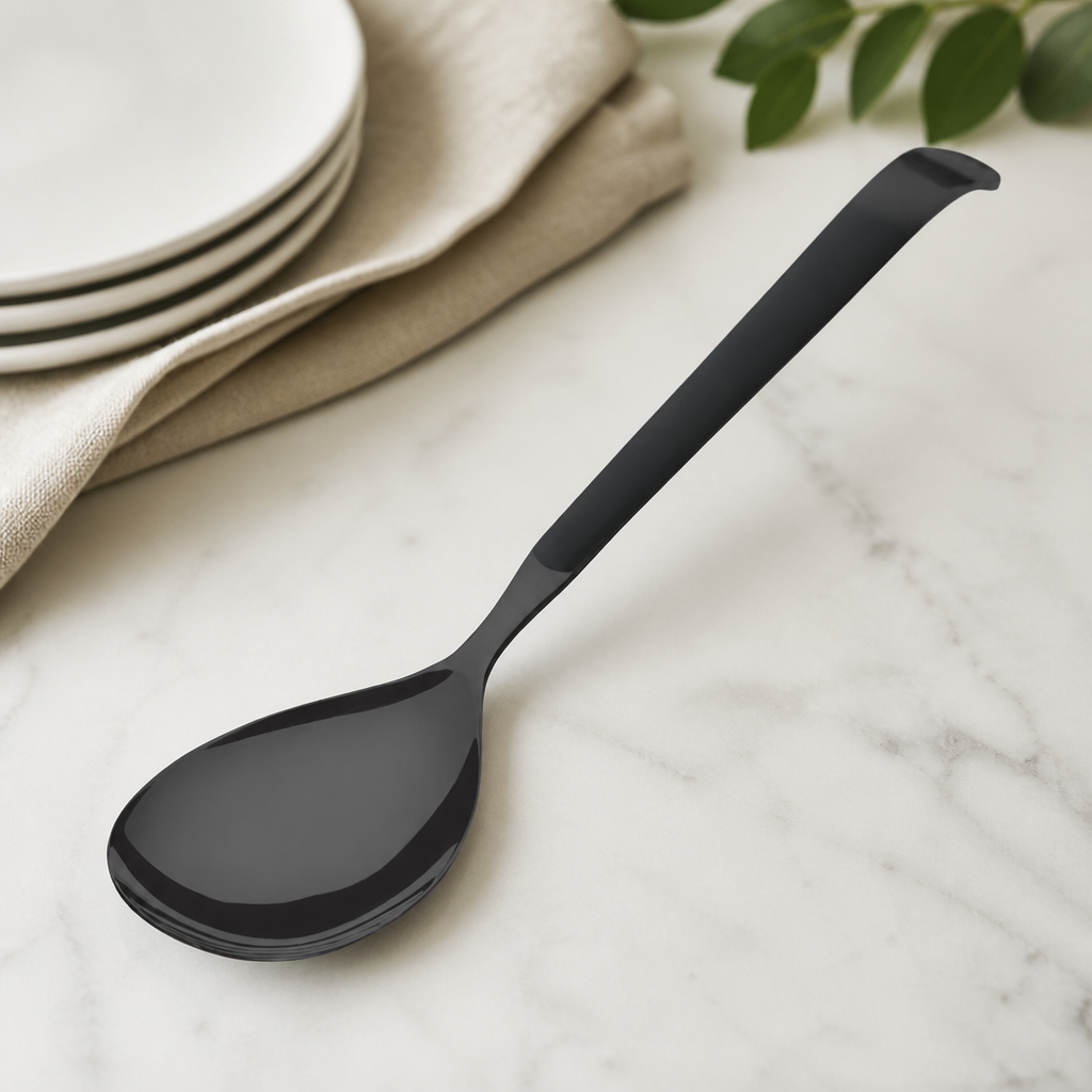 Commercial Solid Serving Spoons Black 6 Pack