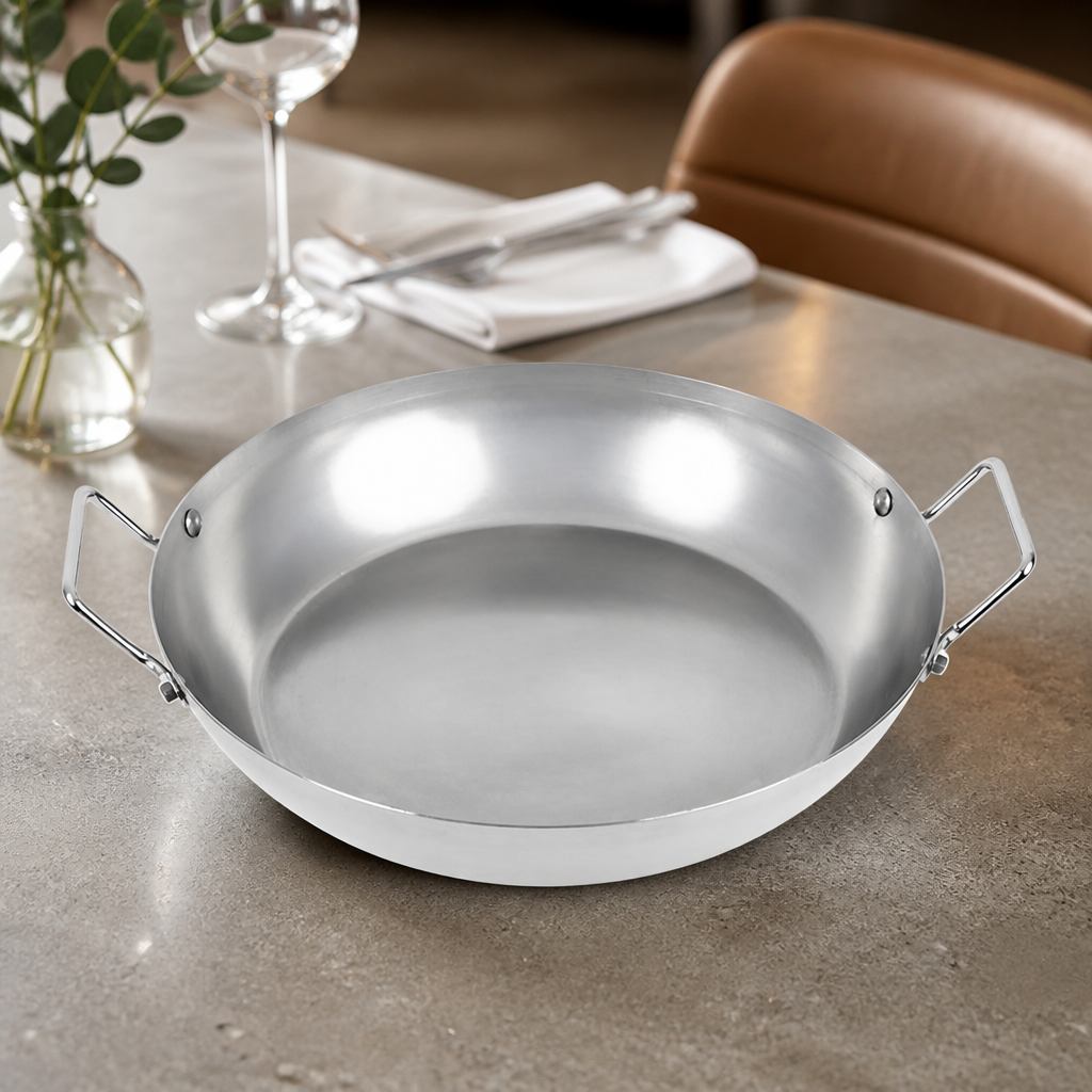 Commercial Carbon Steel Paella Pan 33cm 3.6Ltr Capacity