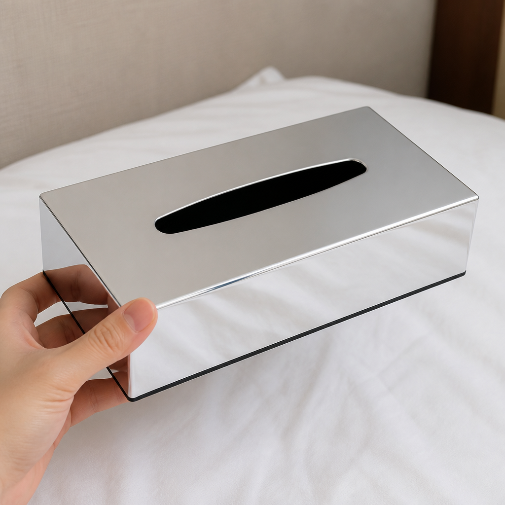 Chrome Rectangular Tissue Holder for commercial use 5.5x5.5 inch