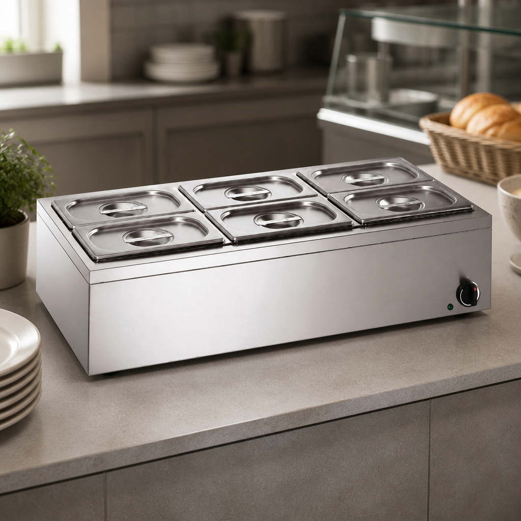 Commercial Bain Marie 6x GN 1/4 Pans 750W Dry Heat