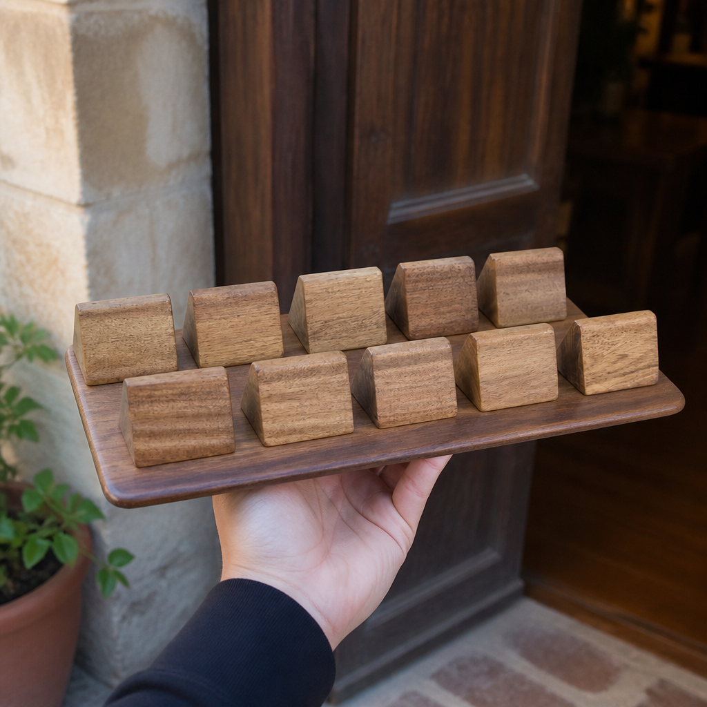 Set of 10 Acacia wood table number signs 1-10