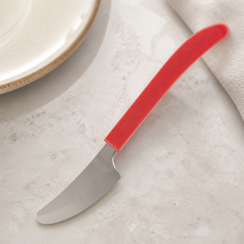 Commercial Dessert Knives Set of 12 - Stainless Steel Red Handles