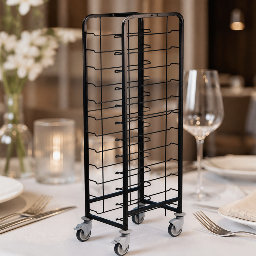 Commercial 12-Shelf Tray Trolley with castor wheels