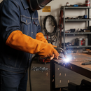 Premium Split Cowhide Leather Welding Sleeve with Elastic Cuffs for Enhanced Protection and Comfort in Tough Environments