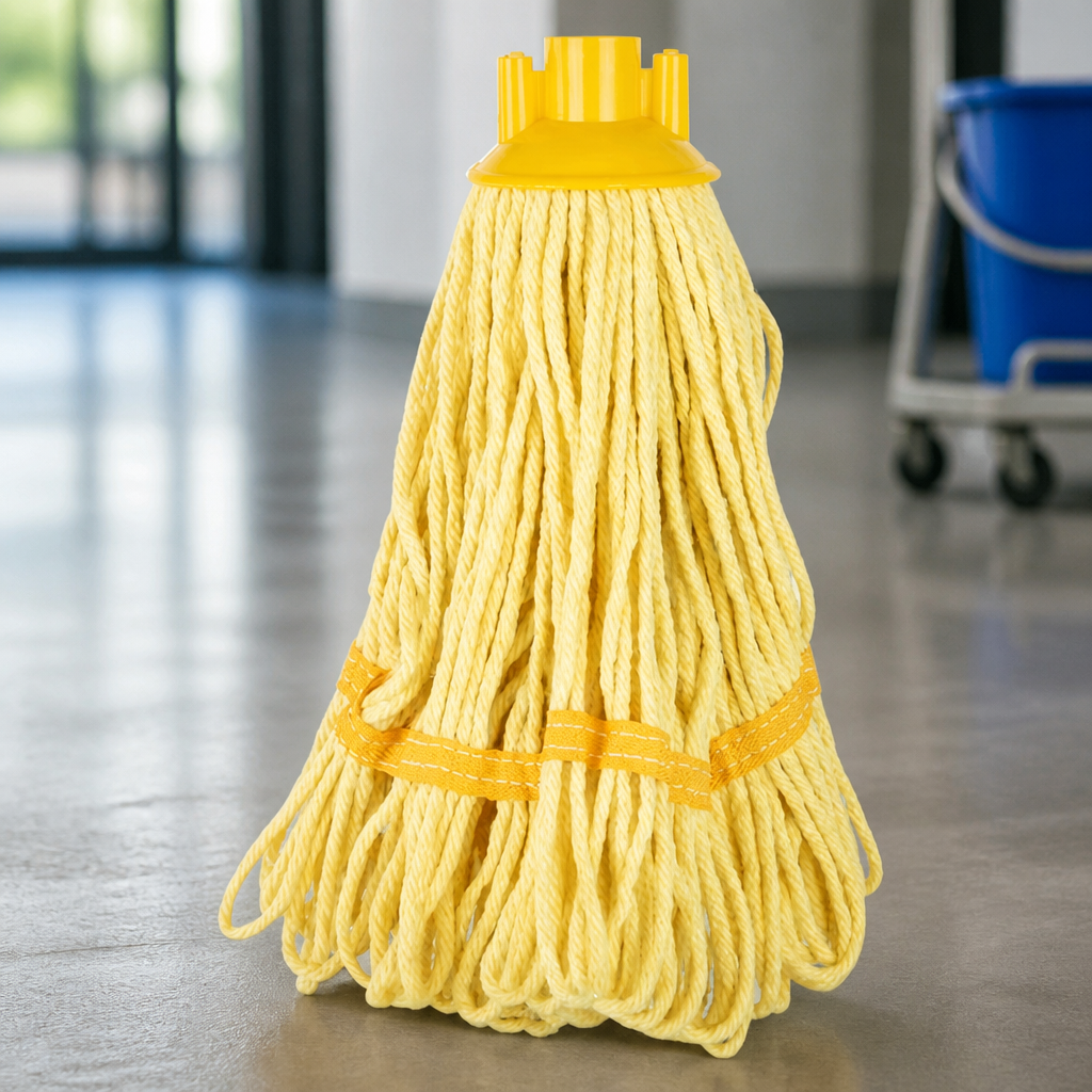 Commercial Yellow Stripe Mop Head 200g for Colour-Coded Cleaning