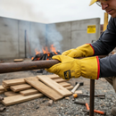Premium Grade Yellow Leather Glove with Fleece Lining for Outdoor Work - Available in Sizes 8, 9, and 10