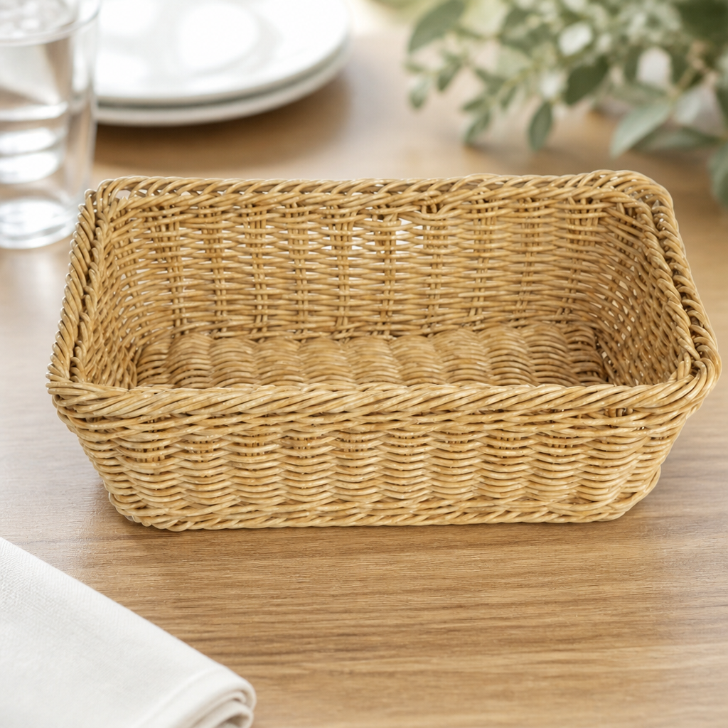 Commercial Rectangular Serving Basket 300x230mm Light Brown