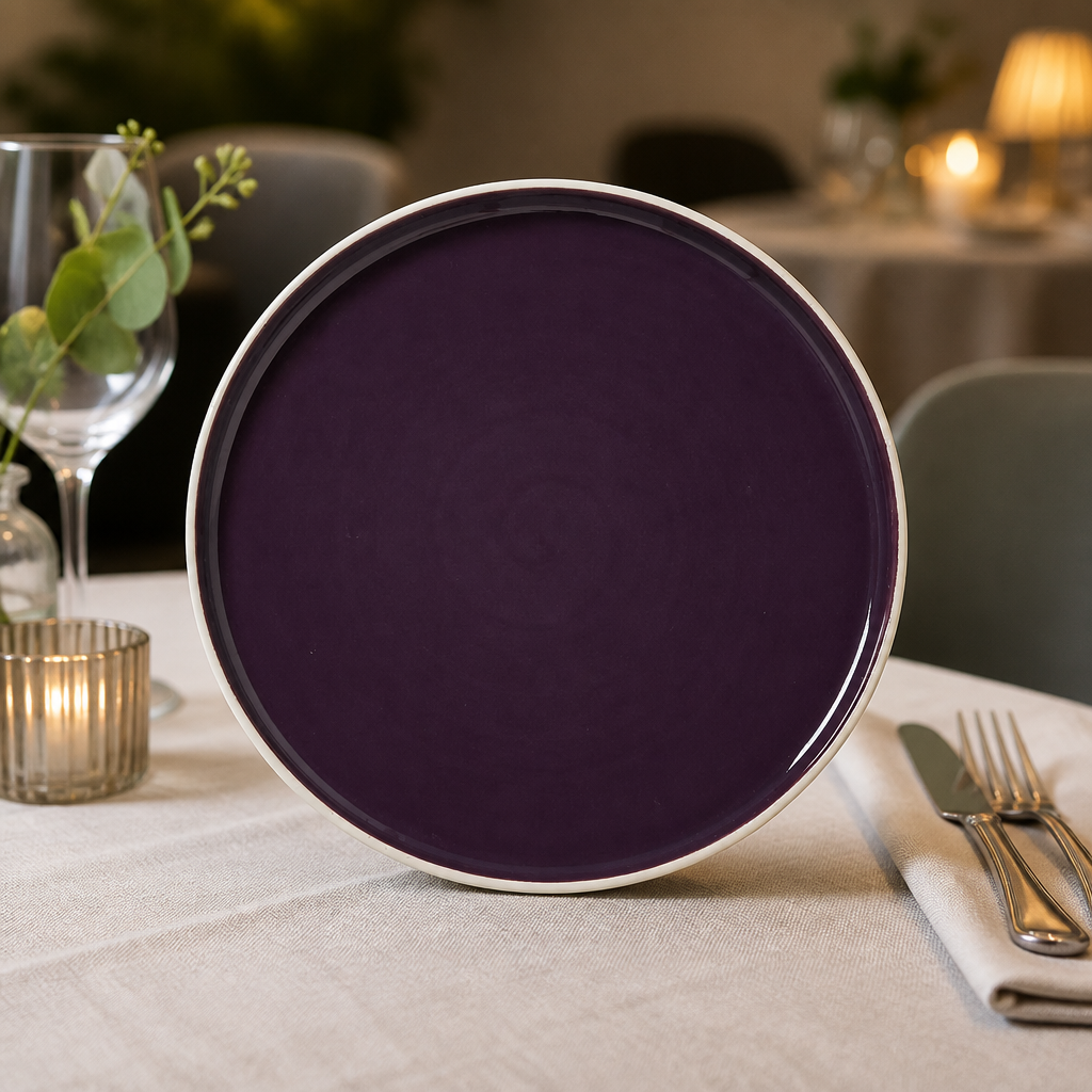 Commercial Stack Plates 255mm Damson 12 Pack Durable Design