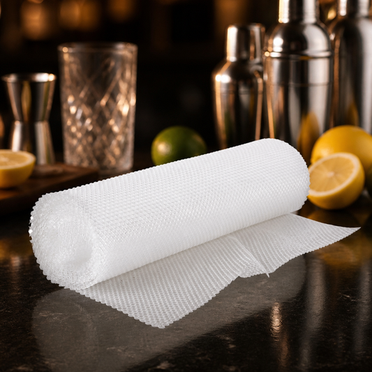 Clear Bar Shelf Liner Roll 10m for glass storage