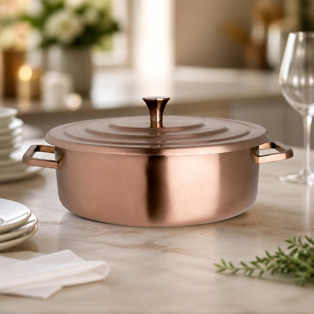 Commercial Brushed Bronze Round Chafing Dish 3.8L