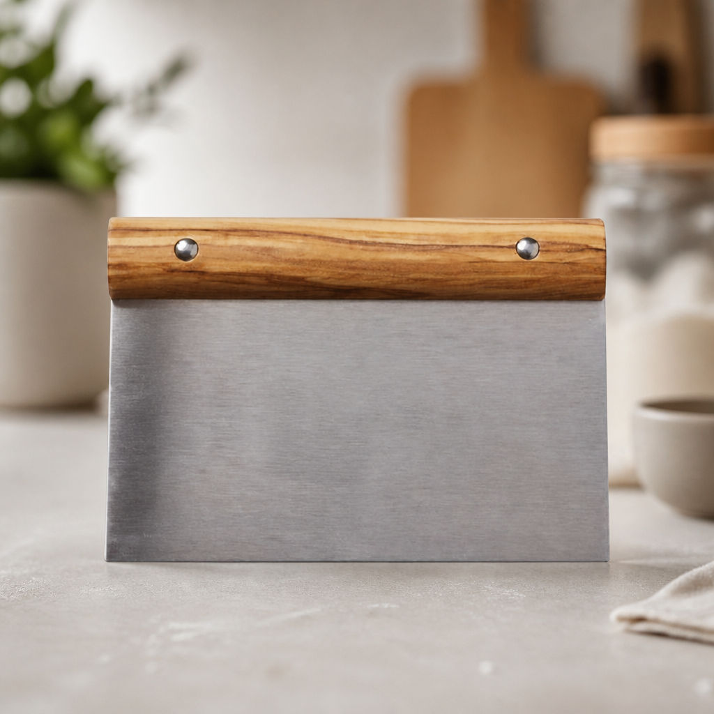 Commercial Dough Scraper Stainless Steel Olive Wood 150mm