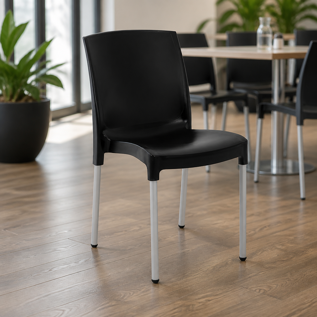 Commercial Stackable Bistro Side Chairs Black 4 Pack