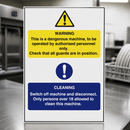 Self-Adhesive Dangerous Machine Cleaning Sign 300x200mm