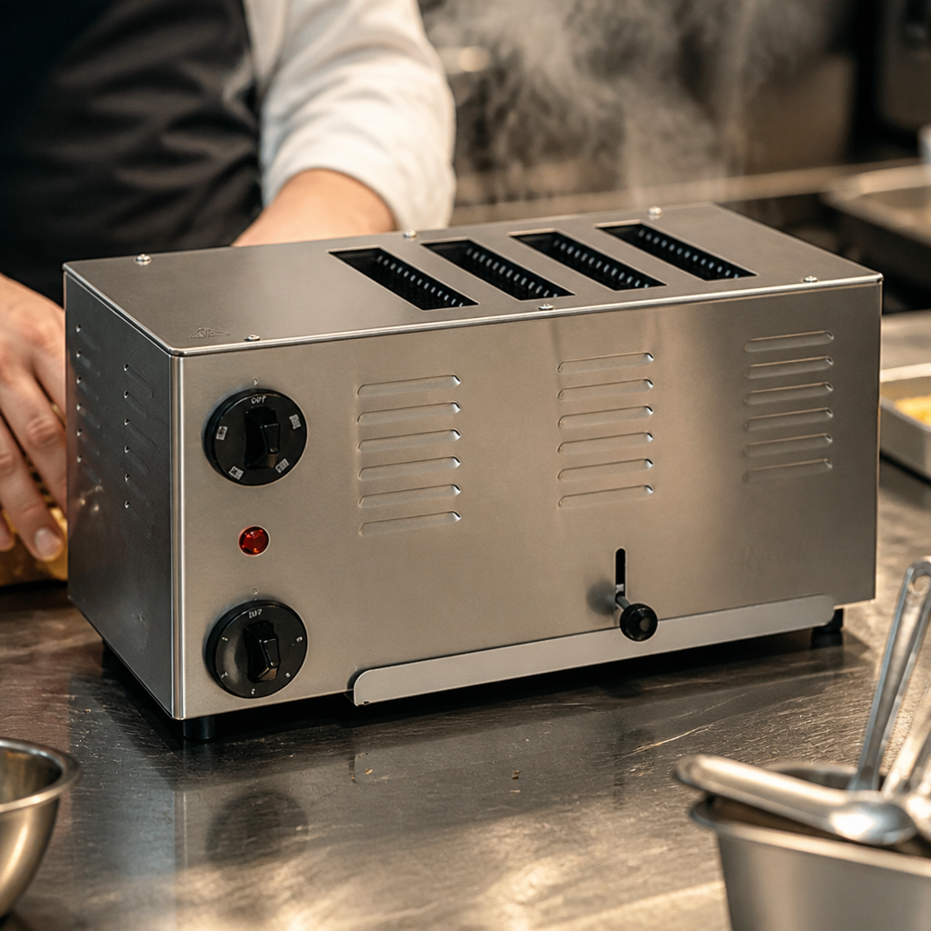 Commercial Stainless Steel 4 Slot Toaster with Additional Elements