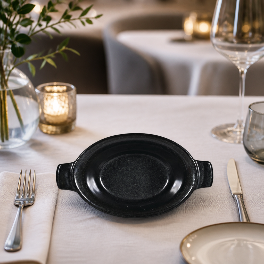 Commercial black stoneware pie dishes 140mm 6 pack