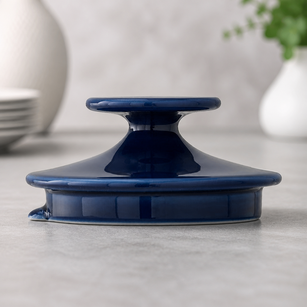Commercial Beverage Pot Lids 600ml Porcelain Blue 12 Pack