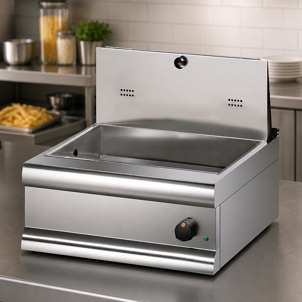 Commercial Chip Scuttle 4x 2/3 GN Stainless Steel 3kW