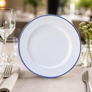 Commercial Dinner Plates 260mm Blue Rim Enamel Look 6 Pack