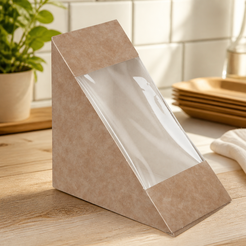 500 Pack Recyclable Kraft Front-Loading Sandwich Wedges