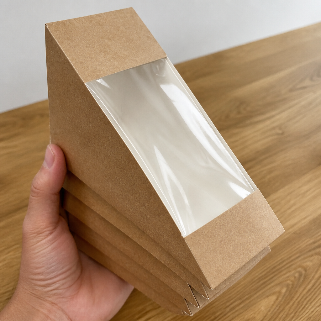 500 Pack Recyclable Kraft Front-Loading Sandwich Wedges