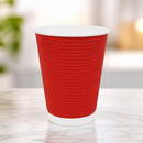 Commercial Disposable Coffee Cups 340ml Red Ripple Wall 500 Pack