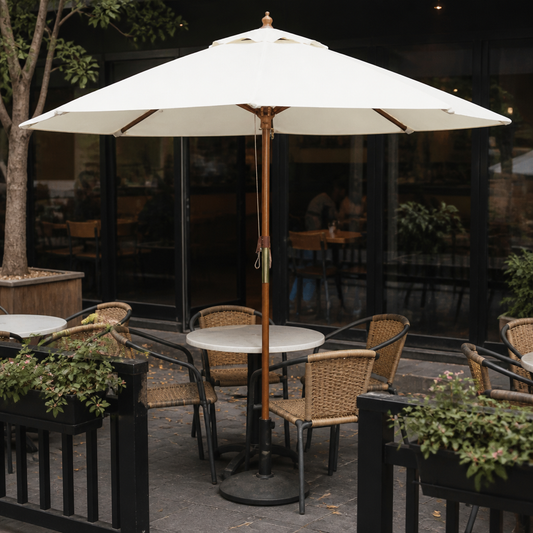 Commercial Round Parasol 2.5m Diameter Cream Outdoor Umbrella