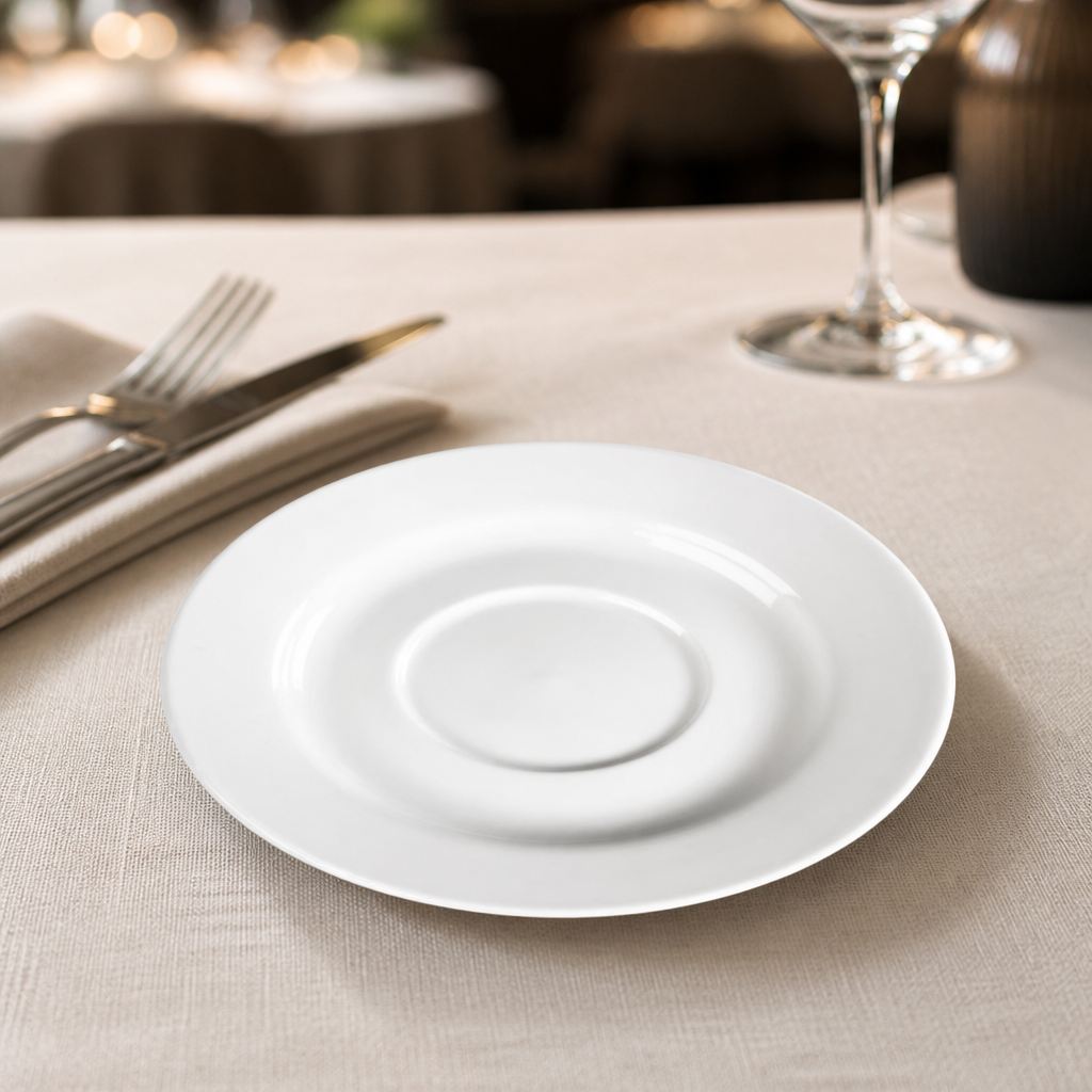 Commercial Porcelain Saucers 143mm for restaurants, 6 pack