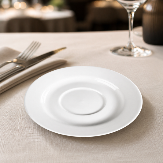 Commercial Porcelain Saucers 143mm for restaurants, 6 pack