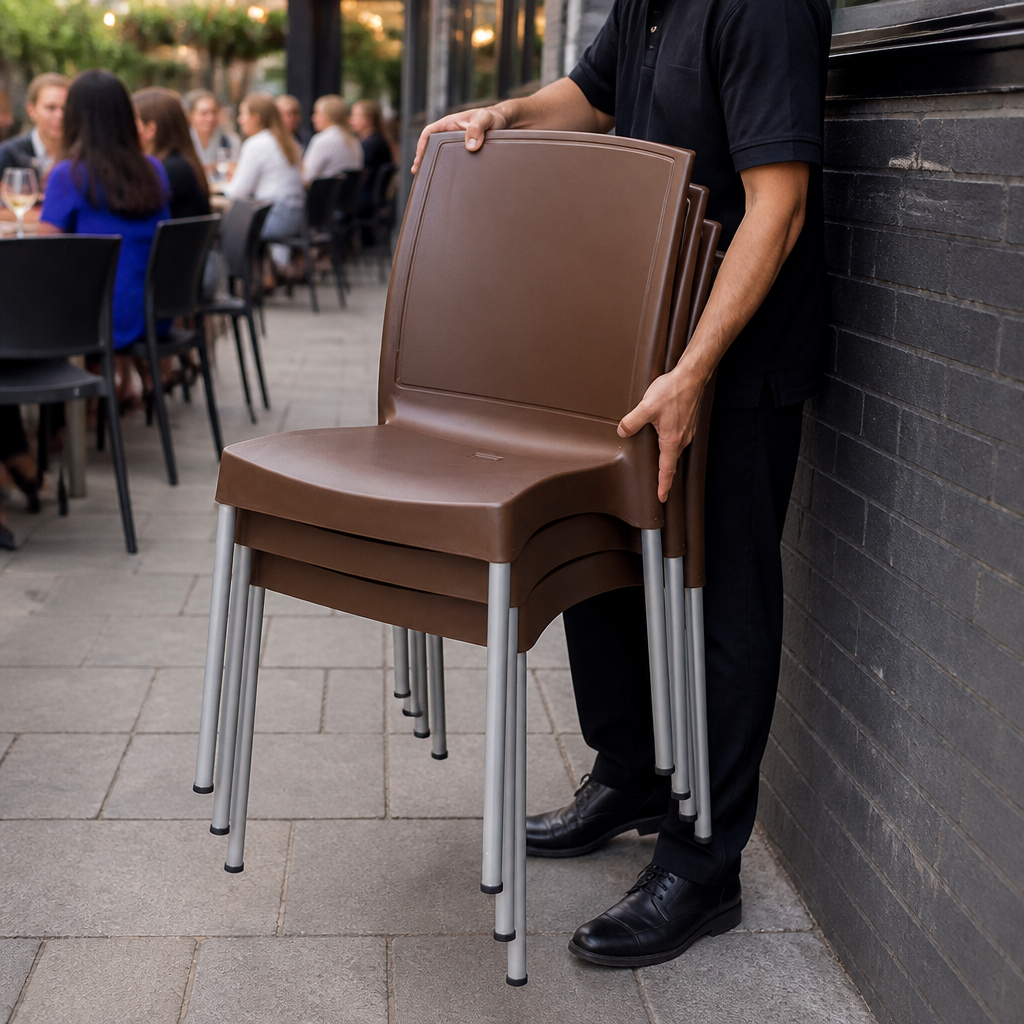 Commercial Polypropylene Side Chairs Dark Brown 4 Pack
