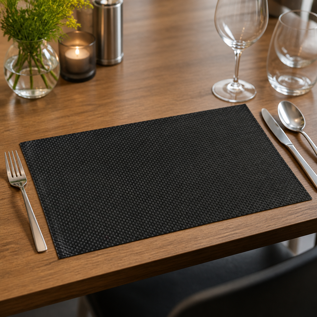 Commercial PVC Placemats Black 450x330mm 6 Pack
