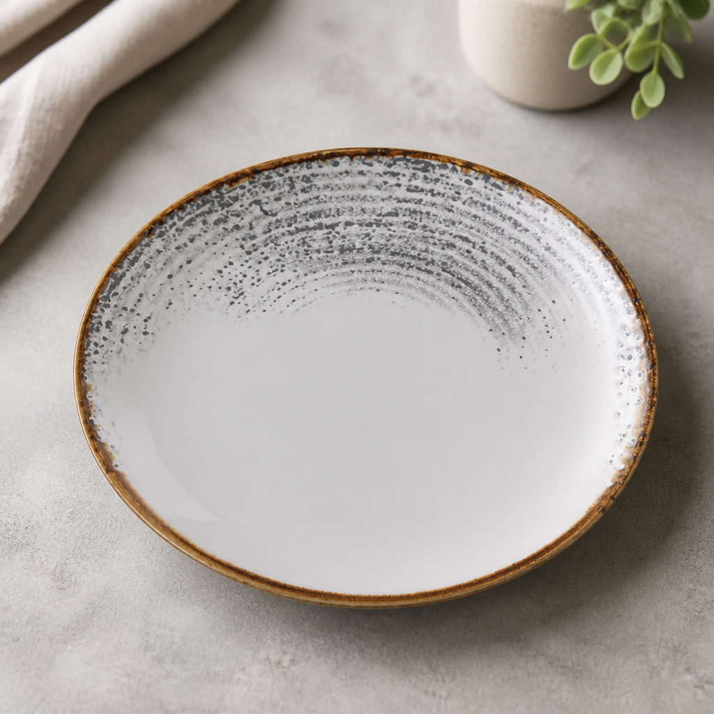 Commercial Coupe Plate 219mm Grey Super Vitrified Ceramic 12 Pack