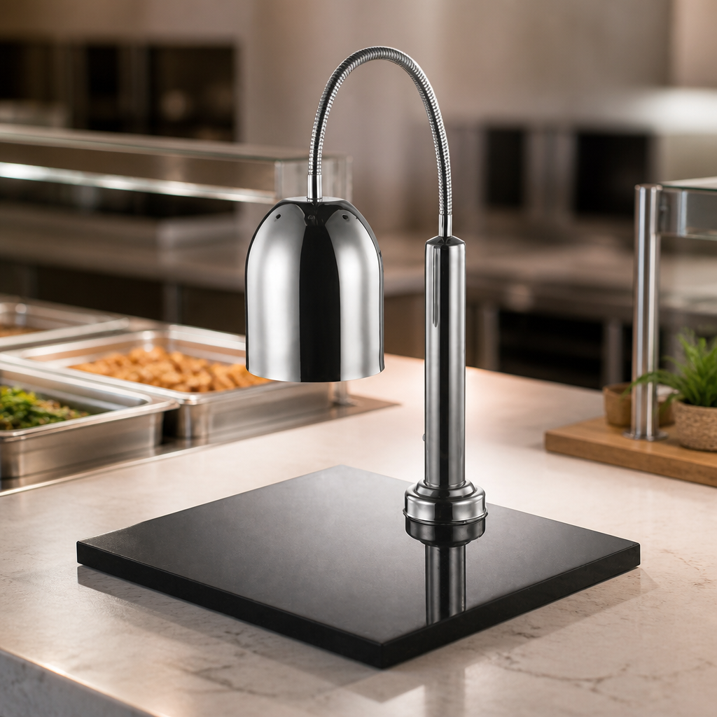 Commercial Heat Lamp with Stainless Steel Shade and Marble Base