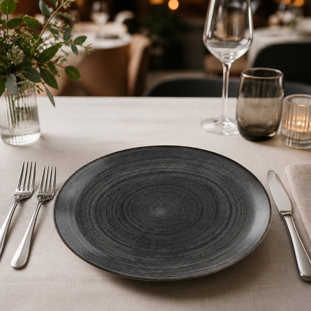 Commercial Raw Coupe Plates 286mm Black 12 Pack