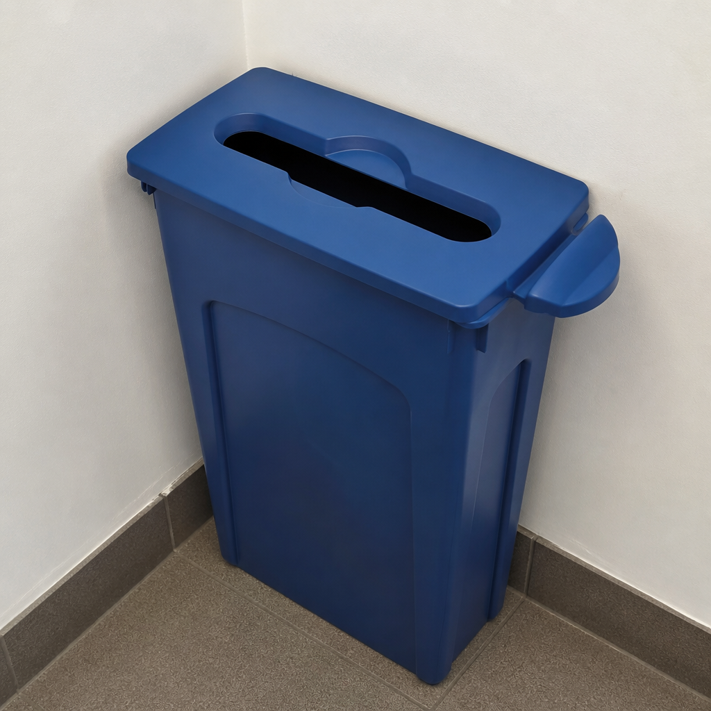 Commercial Recycling Station Paper Slot Lid in Blue