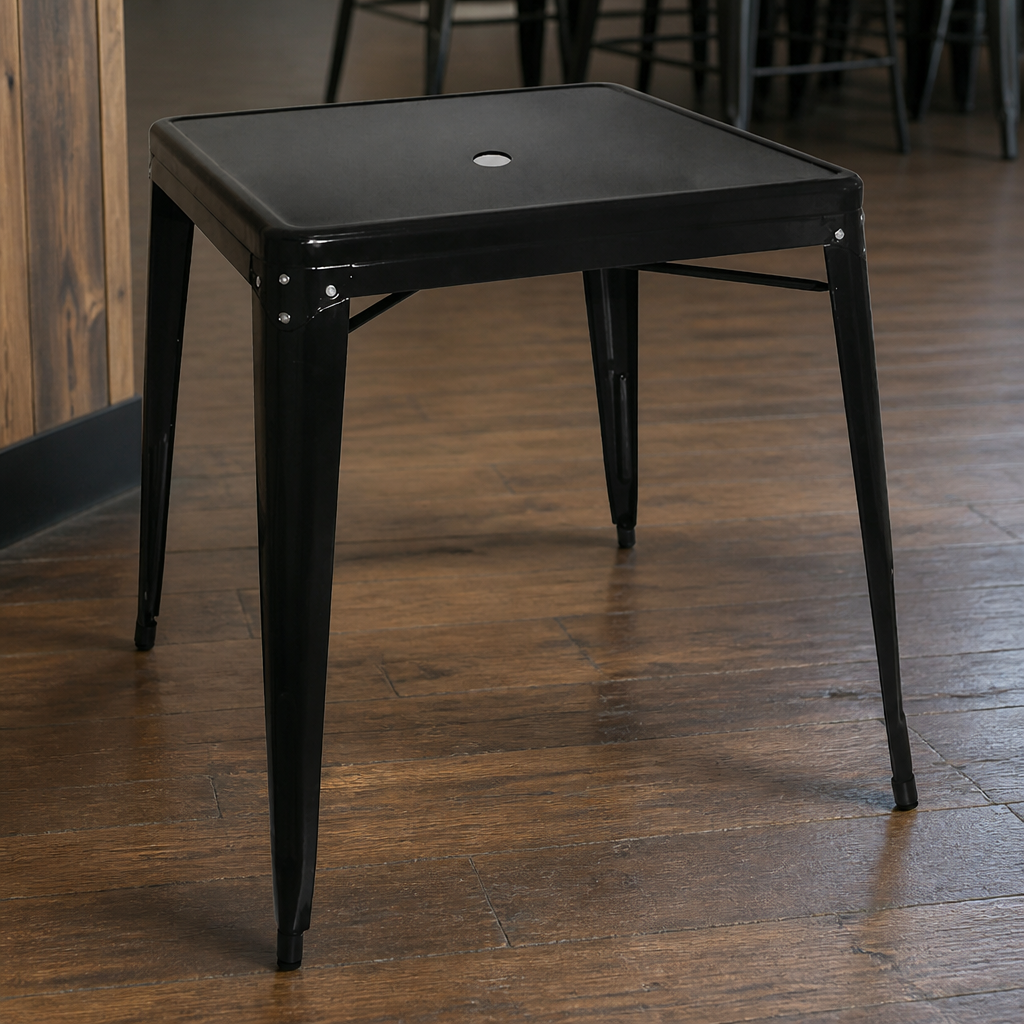 Commercial Outdoor Stackable Bistro Steel Square Table 668mm