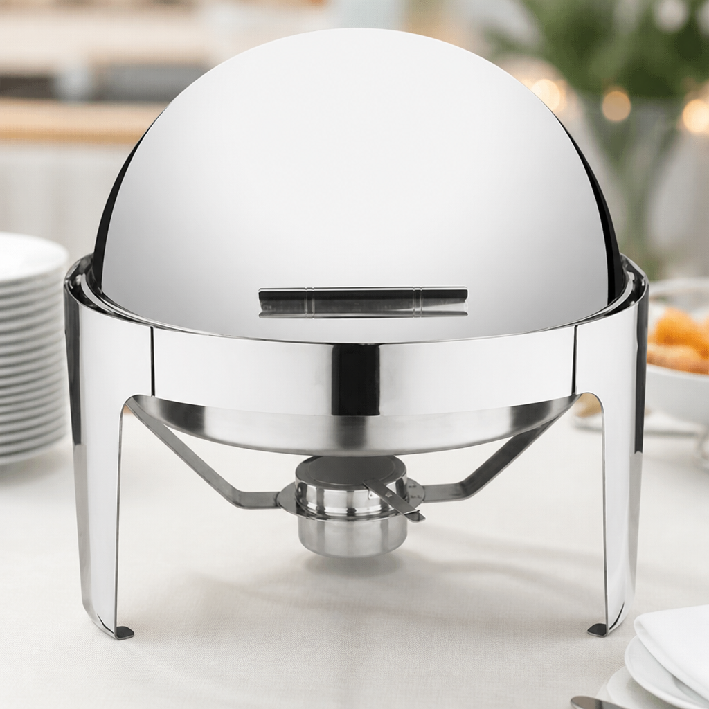 7.5Ltr Round Commercial Chafing Dish with Roll Top Lid
