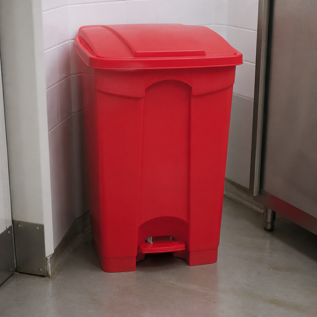 Commercial 45L Red Pedal Bin for hygienic waste disposal