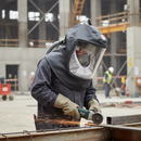 Premium High Durability Head Cover with Integrated Suspension for Full Head and Face Protection - Grey