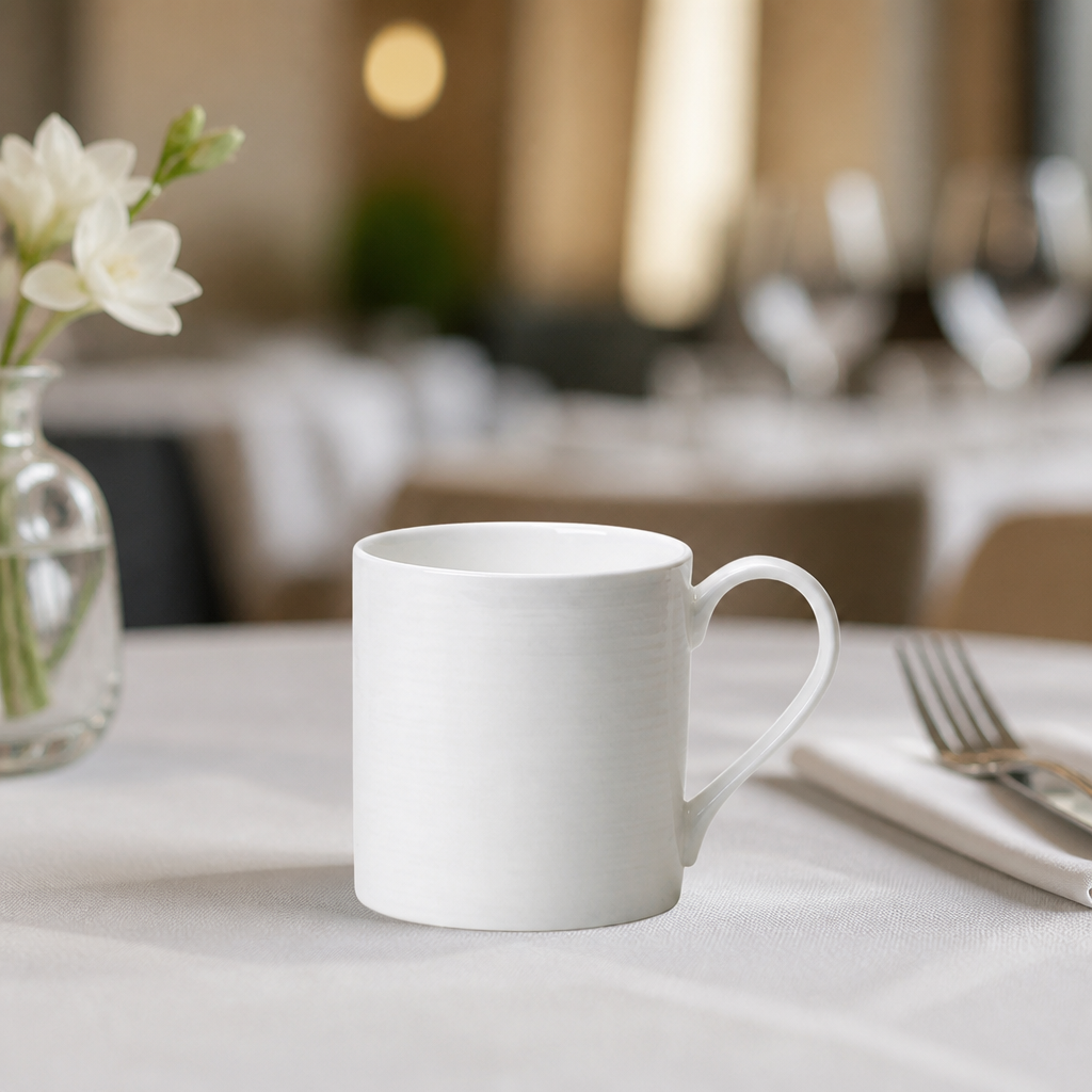 350ml Commercial Bone China Coupe Mugs - 12 Pack