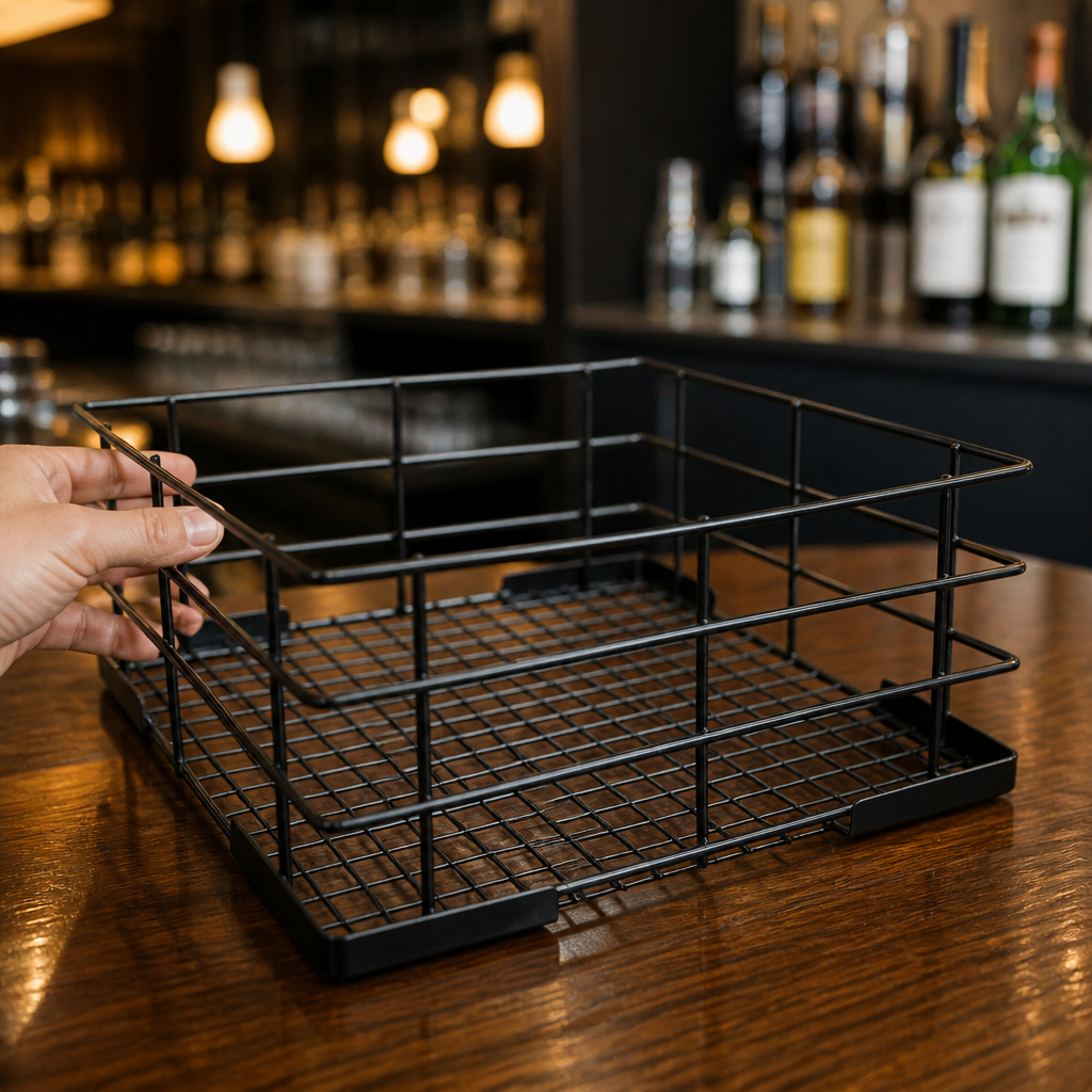 Commercial high sided glass basket for 16 pint glasses